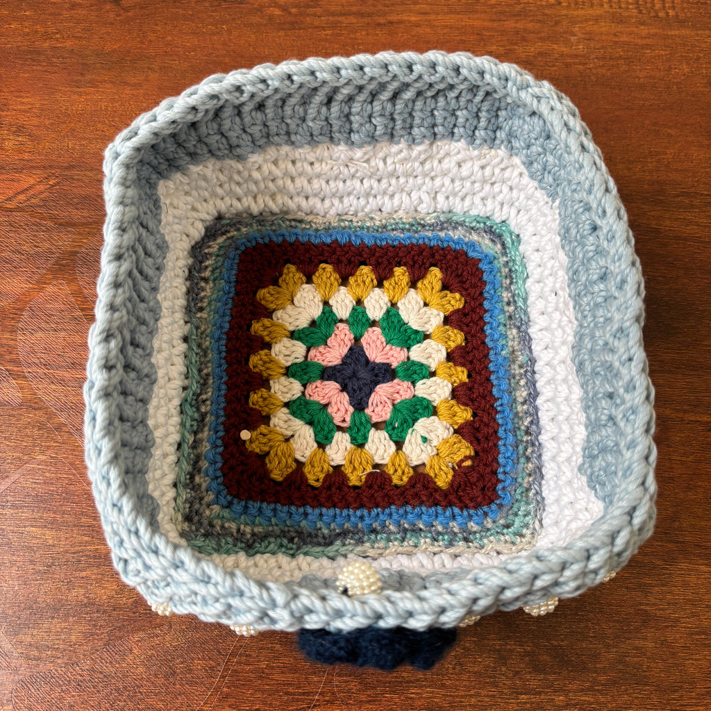 Frosty Blue Crochet Storage Basket - Big Size