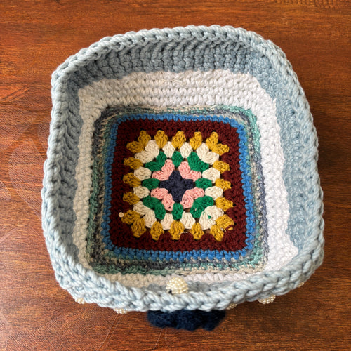 Frosty Blue Crochet Storage Basket - Big Size