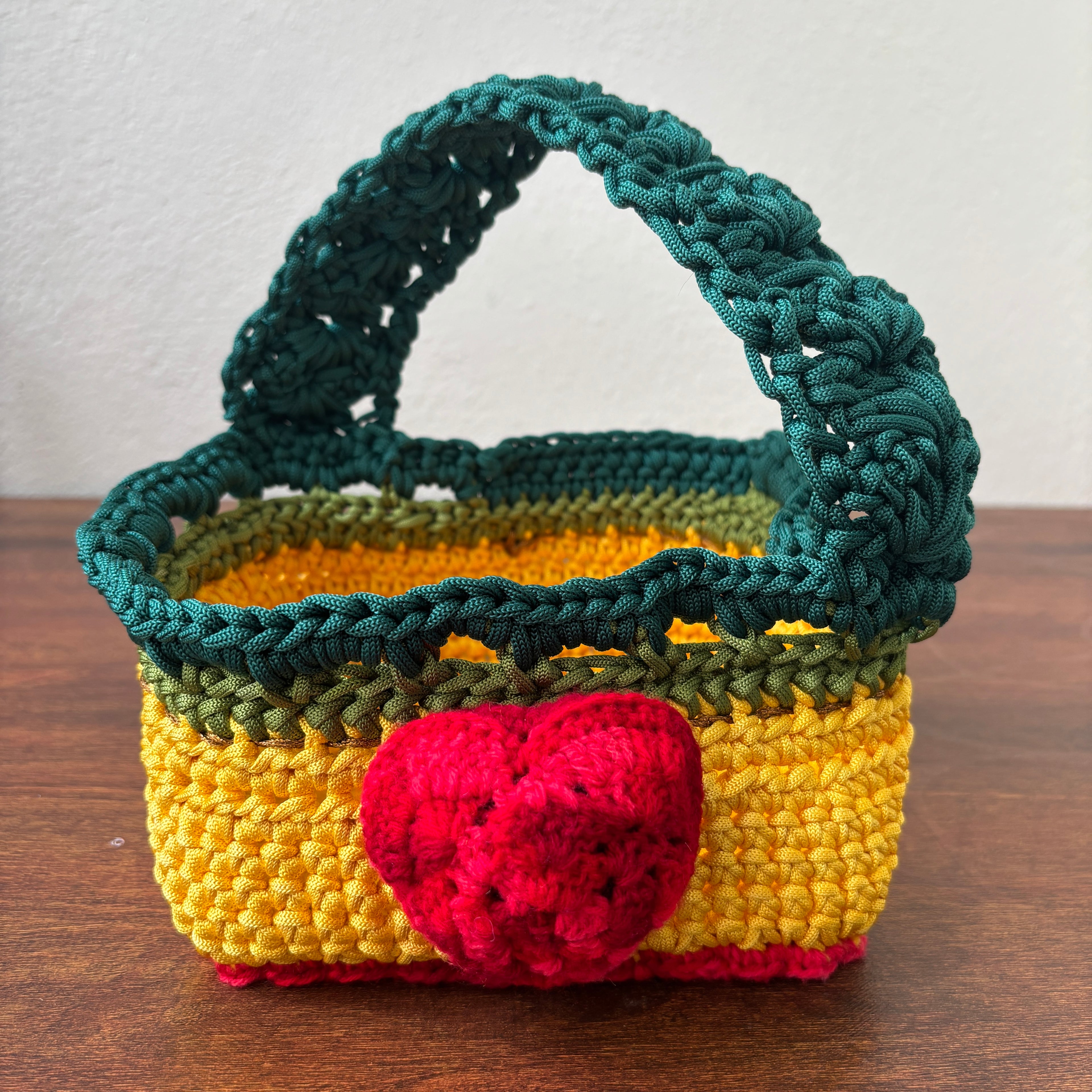 Handmade Crochet Baskets with Heart