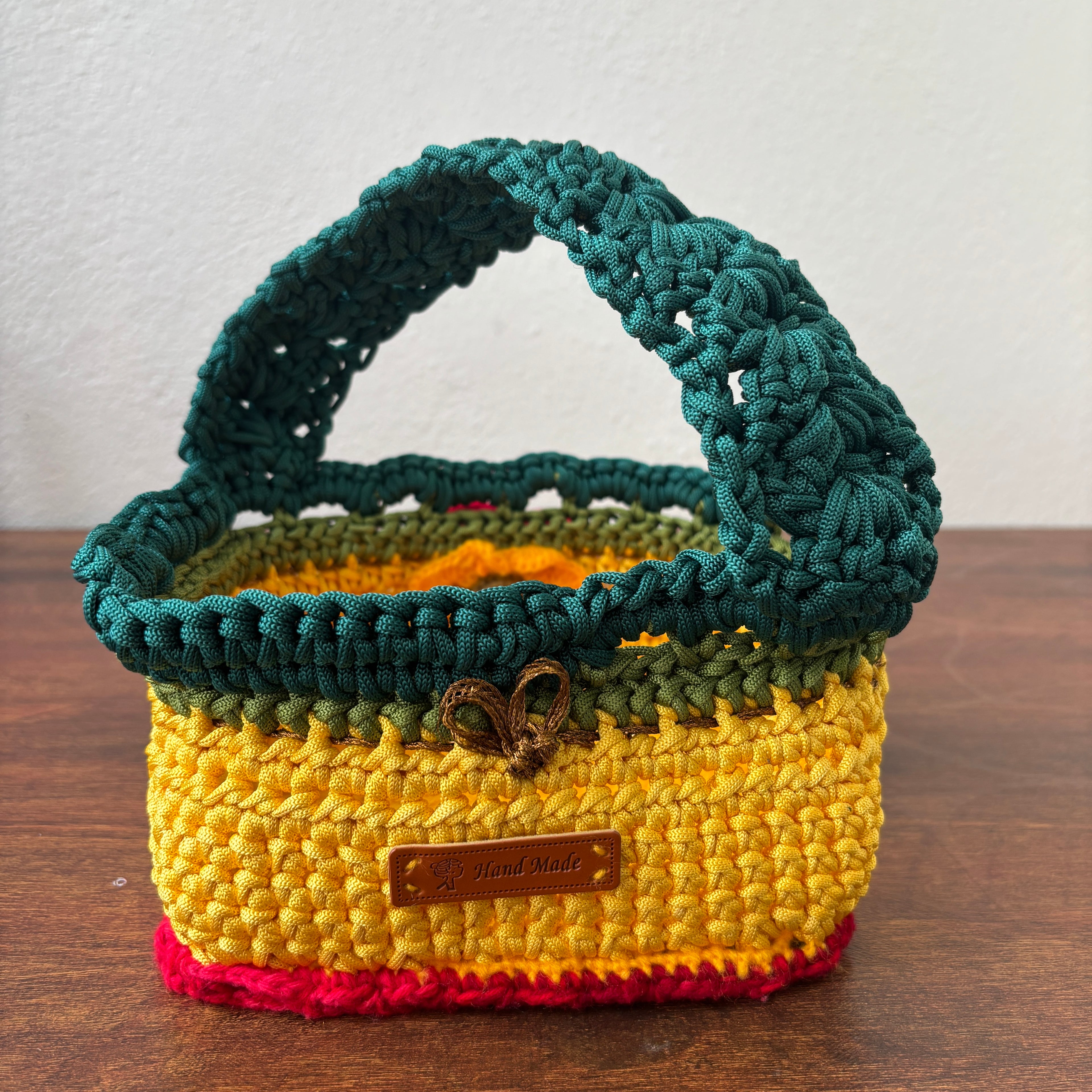 Handmade Crochet Baskets with Heart